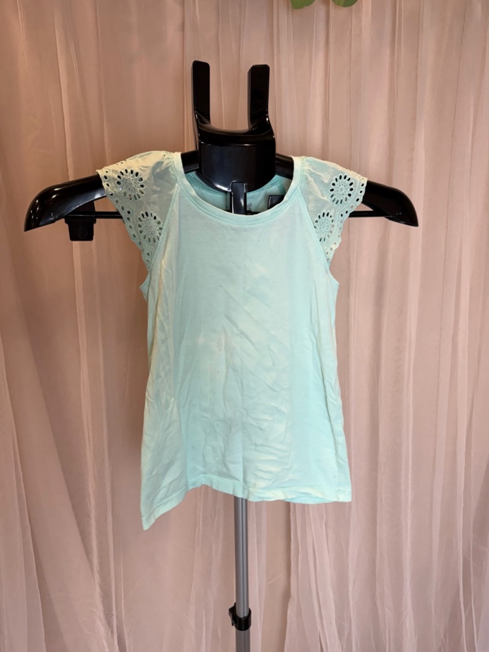 Jumping Beans Mint Eyelet Sleeve Top Girls Size 6